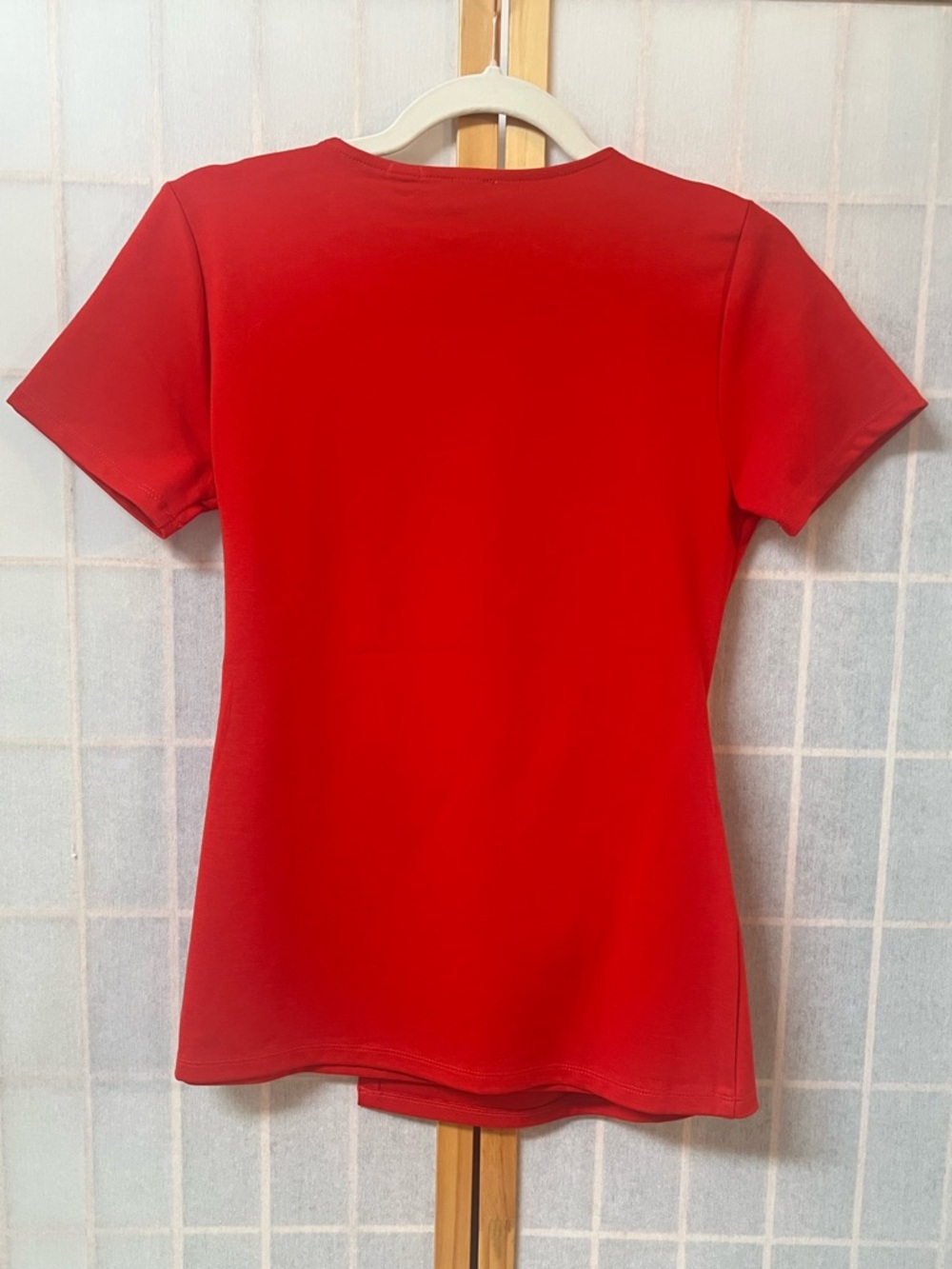ANNE KLEIN Red Wrap Top XS NWT Gold Buckle Stretch Knit Blouse Career Classic - Picture 3 of 10